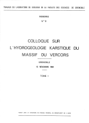 Colloque sur l'hydrogéologie karstique du Massif du Vercors (2 volumes)